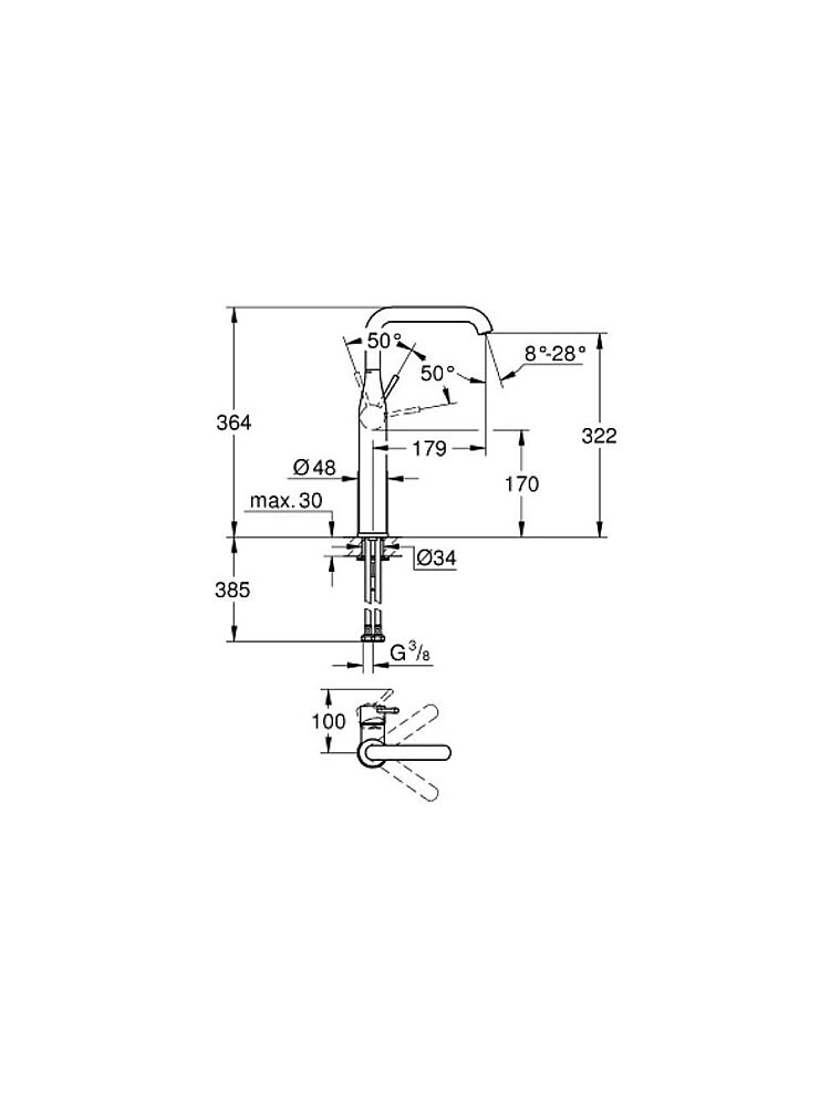 Grohe Essence Tek Kumandalı Lavabo Bataryası Xl-Boyut - 24170AL1 - 2
