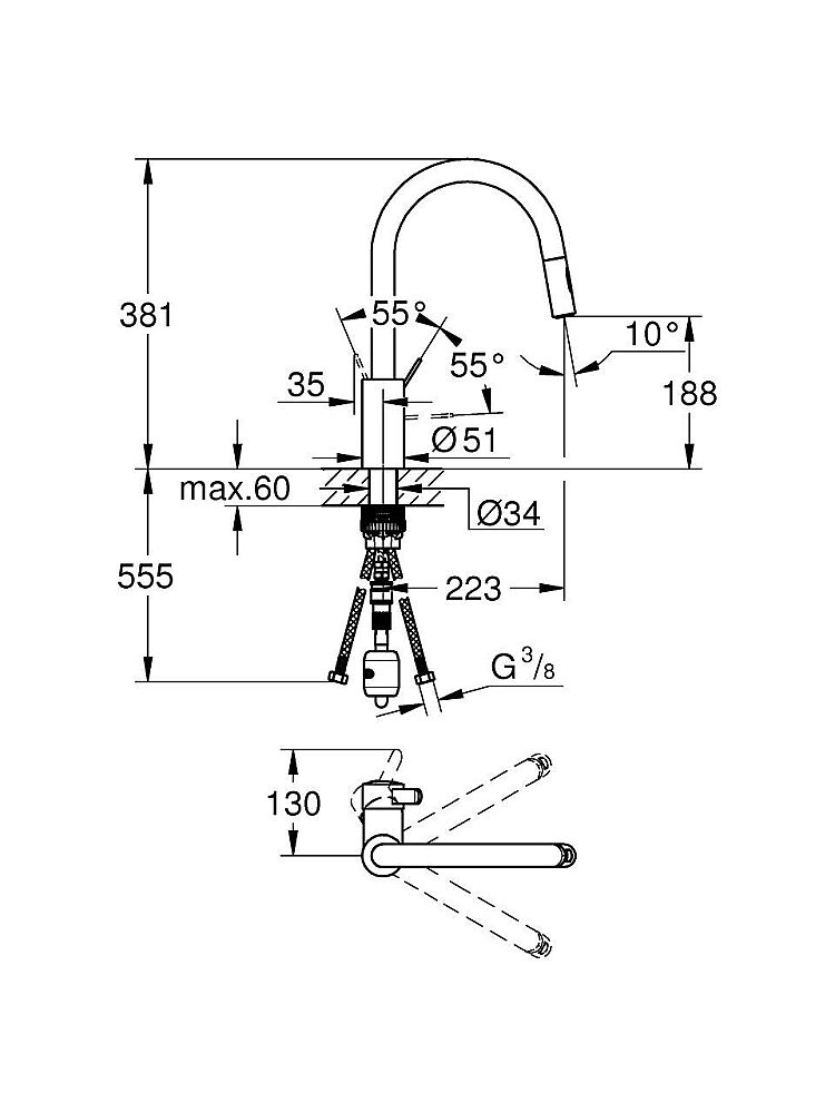 Grohe EuroCosmo 2 31481001 Spiralli Mutfak Bataryası - 2