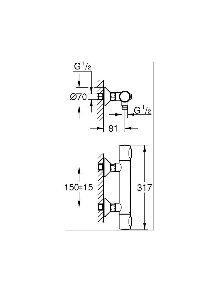 Grohe Grohtherm 500 Termostatik Duş Bataryası - 347932430 - 4