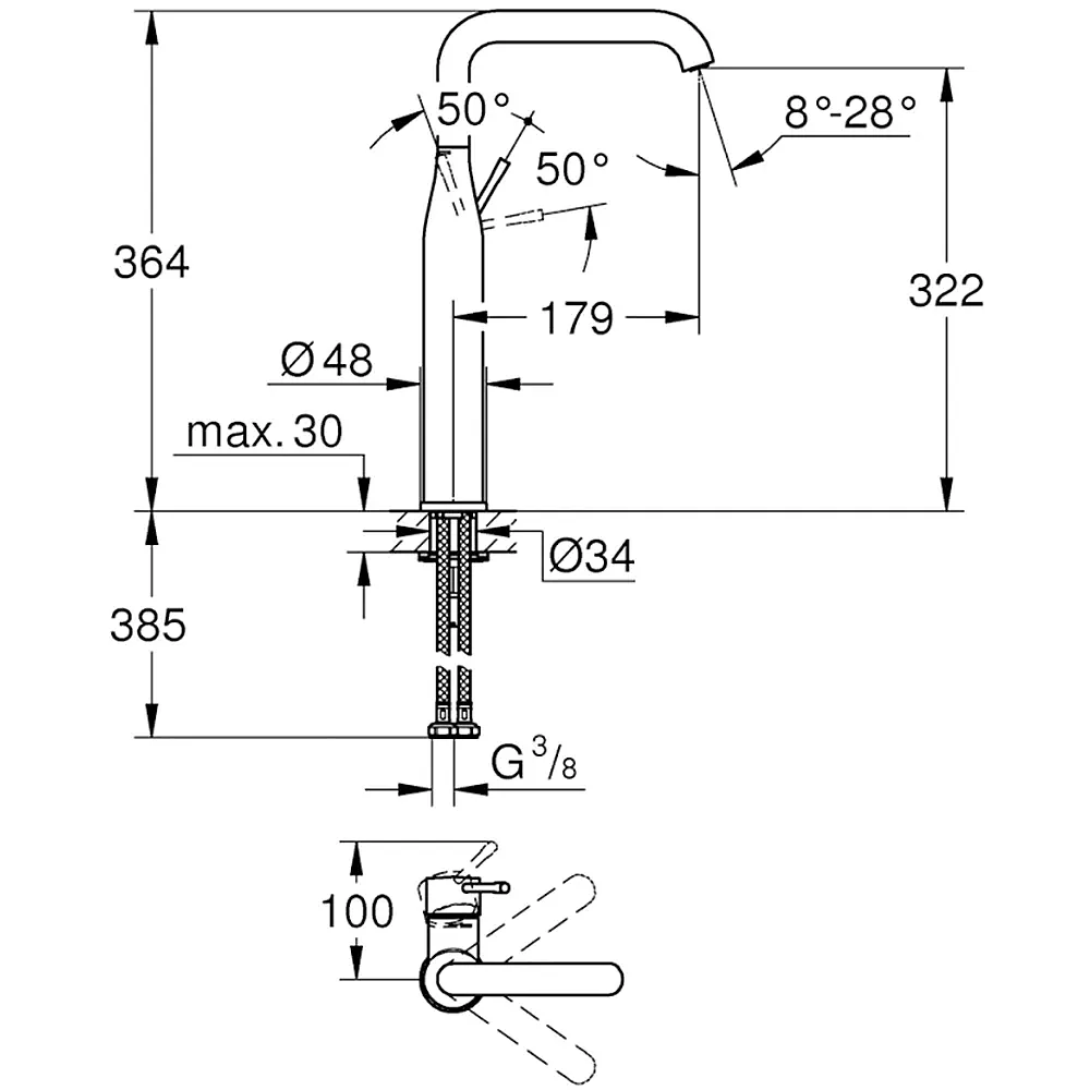 Grohe XL 24170DL1 Essence Tek Kumandalı Lavabo Bataryası - 2